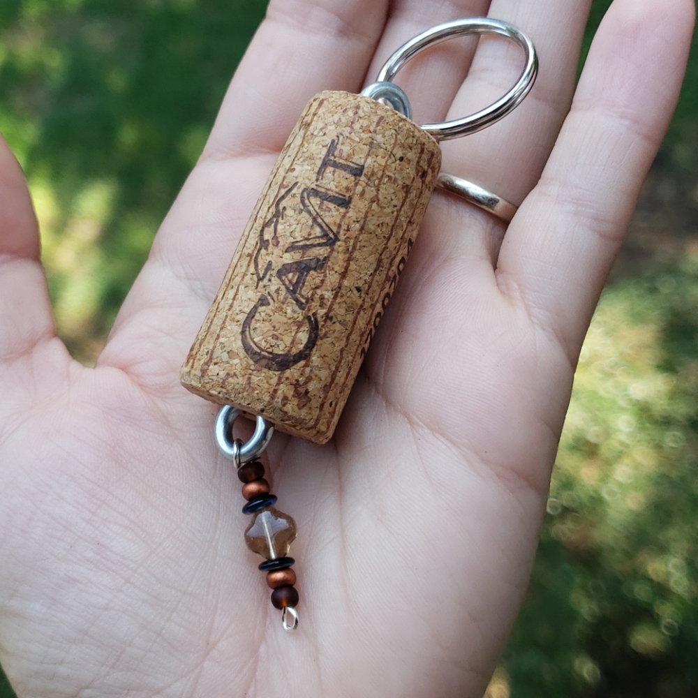 Beaded cork keychain